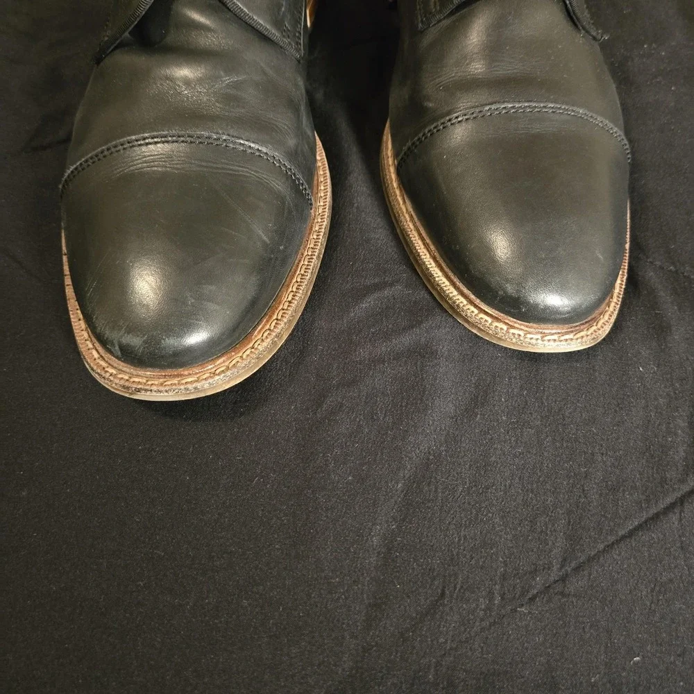 Leather Dress Shoes Mens Size 11.5 Black Cap Toe Derby Business‎ Casual Office